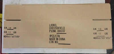 Lionel, Chesterfield, EMPTY Box. 6 1/4 x 3 3/4 x 15 5/8. NEW. (12P) - Image 1 of 4