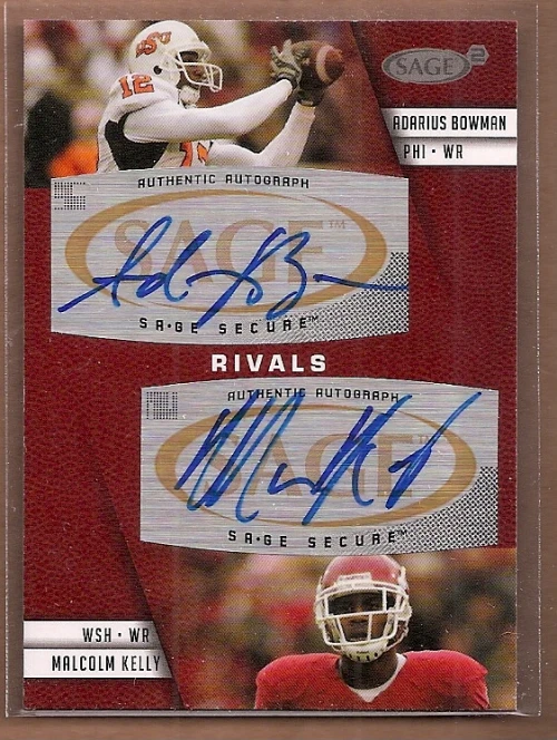 2008 SAGE Squared Dual Autographs #A41 Adarius Bowman/Malcolm Kelly - NM-MT - Image 1 of 2