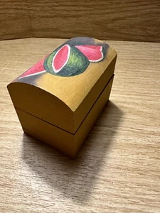 Wooden box With Hinged Lid hand painted watermelon slices Wood Treasure Chest - Picture 1 of 14