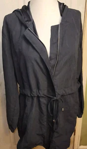 Giacca Anthropologie Medium Hyfve leggera nera donna zip cappuccio morbida - Foto 1 di 13