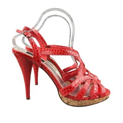 Tacones de charol WHITE HOUSE BLACK MARKET para mujer 9,5 M rojo cocodrilo hawaiano en relieve Foto 1 de 4