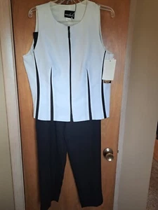 Positive Attitude Womens Dressy Black & White 2 Piece Pant Set. Size 16. NWT - Picture 1 of 8