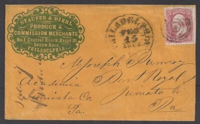 PHILADELPHIA ~ STAUFER & DIEHL, Produce Merchants ~ Embossed CAMEO AD COVER - Image 1 of 2