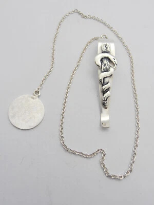 Bastone di Esculapio : Segnalibro in Argento 925 - Asclepio Simbolo Medicina - Immagine 1 di 4