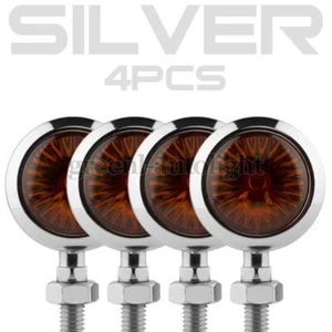 4PCS Motorcycle Turn Signal Bullet Blinker Amber Light For Chopper Bobber Racer - Picture 1 of 9