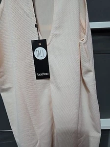 Boohoo Tall Ladies Nude Pink High Neck Strap Top 14 NEW - Picture 1 of 9