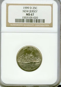 1999-D New Jersey State Quarter NGC MS67 FREE SHIP #105-020 - Picture 1 of 3