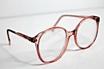 Vintage Parade #1032 Translucent Shiny Peach Pink 55/20 145mm Eyeglass Frames - Image 1 of 4