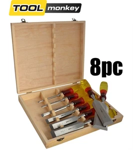 Irwin Marples Chisel Set M373 8pc Piece Split Proof Wood 6mm to 50mm in Case - Picture 1 of 3