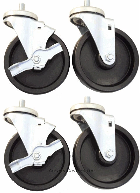 ACCESS CASTERS INC. 4DRG4 4" x 1-1/4" Caster Set of 4 True Refrigerators, Polyolefin Wheels