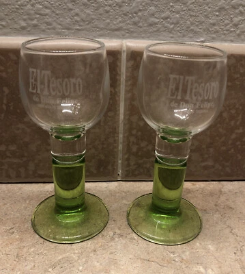 Vintage 2 New El Tesoro Tequila De Don Felipe 2 oz Shot Glass Goblet - Image 1 of 4