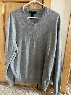 Suéter Harrison Davis Para Hombre Gris Cuello en V Tejido Lana Merino Extra Fina Xtra Grande Foto 1 de 3