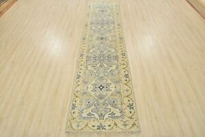 Oushak Anatolia Runner 2’7” x 9’11” Grey Wool Hand-Knotted Oriental Rug