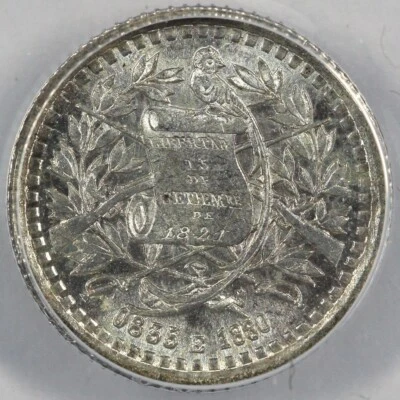 1880/70-E 1/2r Guatemala Half Real ANACS MS 62 - Image 1 of 4