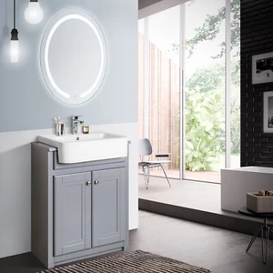 Keenware KVU-008 Kensington Matt Grey Vanity Unit With Traditional Belfast Sink - Picture 1 of 6