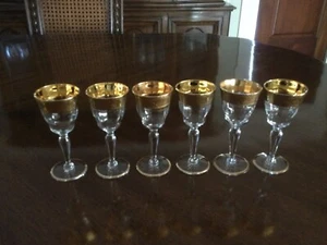 Vintage set of 6 Cordial Glasses Rambler Rose 24K Gold Encrusted Optic - Picture 1 of 3