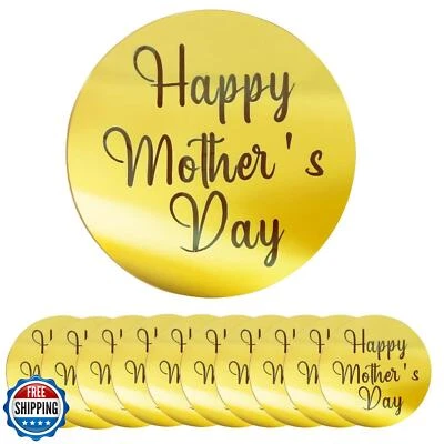 Crethinkaty 10 Pieces Happy Mother's Day Acrylic Cupcake Toppers Round Mirror - Image 1 of 4