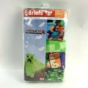 Minecraft Boys 5 Pack 100% Cotton Character Print Briefs Size 6 - Picture 1 of 2