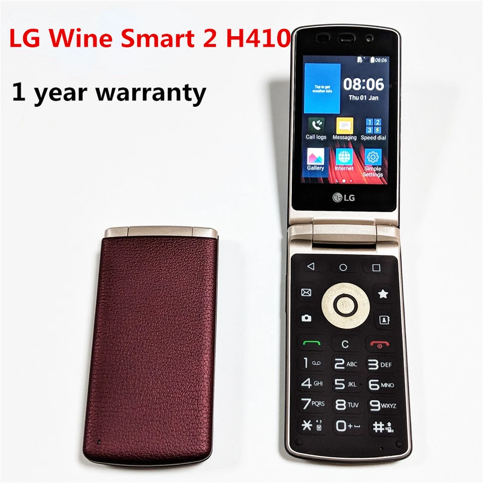 LG Wine Smart2 H410 Android TouchScreen Big Keyboad 4G LTE Unlocked Flip Phone - Image 1 of 4