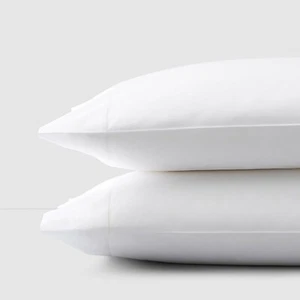 Sferra Luxury Gino White 2 Standard Pillowcases Cotton Percale 450TC Italy NEW - Picture 1 of 8