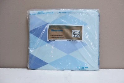 Vintage Stevens Utica Fine Combed Percale Pillowcases 42 x 38 Blue Harlequin - Image 1 of 4