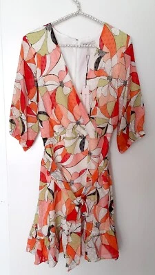 BCBGeneration Floral Mini Dress With Belt Size 12 NWT - Image 1 of 4