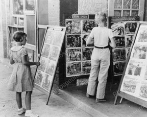 Children Studying Lobby Cards At Move Theatre Classic 8 by 10 Reprint Photograph - Picture 1 of 1