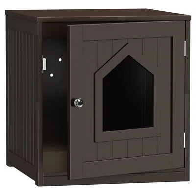 SEGAWE Cat Litter Box Furniture Enclosure Hidden Cabinet Kitty House Cat Washroom Brown