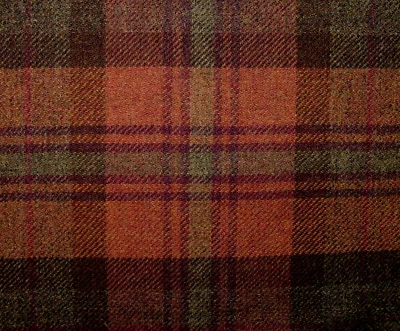 100% Shetland Laine Orange Marron Tartan Carreaux Tapisserie Rideau Coussin - Photo 1/4
