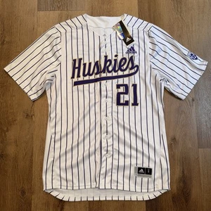 NWT Washington Huskies Baseball Jersey Adidas Pin Stripes Pac 12 Mens Small - Picture 1 of 14
