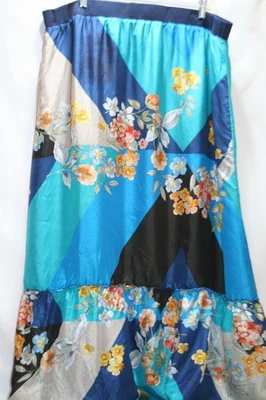 Maxi Falda Johnny Was Para Mujer XL Seda Floral Boho Patchwork Volantes Dobladillo *TAL CUAL* Foto 1 de 4