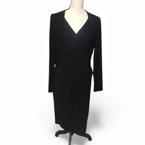 Donna Karan New York Cocktail Old Money Black Faux Wrap Metal Embellished Dress - Picture 1 of 11