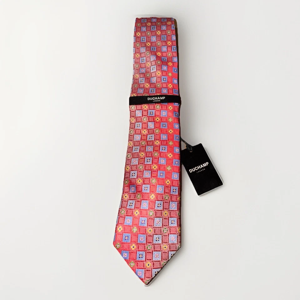 Duchamp London Multicolor Geometric HAND-MADE 100% Silk Necktie - Image 1 of 4