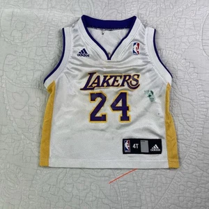 Adidas Kobe Bryant LA Lakers 24 Blanco y Dorado Niño Talla 4T *Manchado* - Imagen 1 de 4