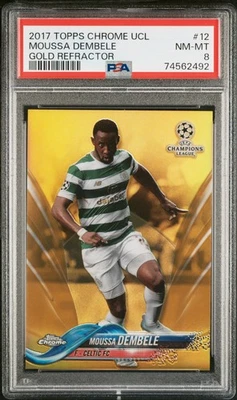 2017-18 Topps Chrome Moussa Dembele Celtic RC Rookie Gold 2/50 PSA8 Al-Ettifaq - Image 1 of 2
