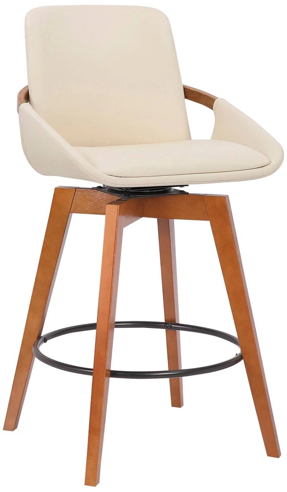 Baylor 27" Cream Faux Leather Swivel Counter Stool - Image 1 of 1