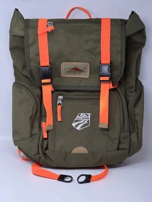 Mochila US Ski Team High Sierra Emmett verde militar con correas naranjas Foto 1 de 4