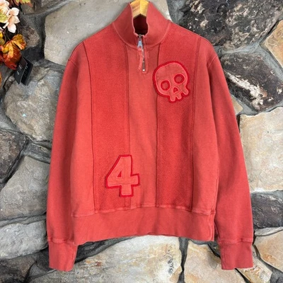SUDADERA JERSEY FAKE LONDON GENIUS TALLA M VINTAGE 1/4 CREMALLERA CALAVERA NARANJA Foto 1 de 4