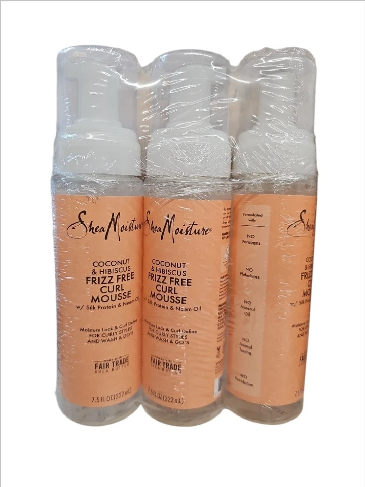 Paquete de 3 mousse rizos hidratantes de karité sin frizz coco e hibisco de 7,5 oz cada uno Foto 1 de 1