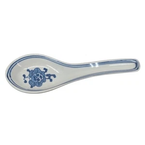 Vintage Jingdezhen Ceramic Soup Spoon Blue White Porcelain Asian 5" - Picture 1 of 7
