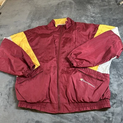 Jaqueta Champion Windbreaker Masculina Grande Marrom Amarela Zíper Completo Retrô Forrada Y2K - Imagem 1 de 4