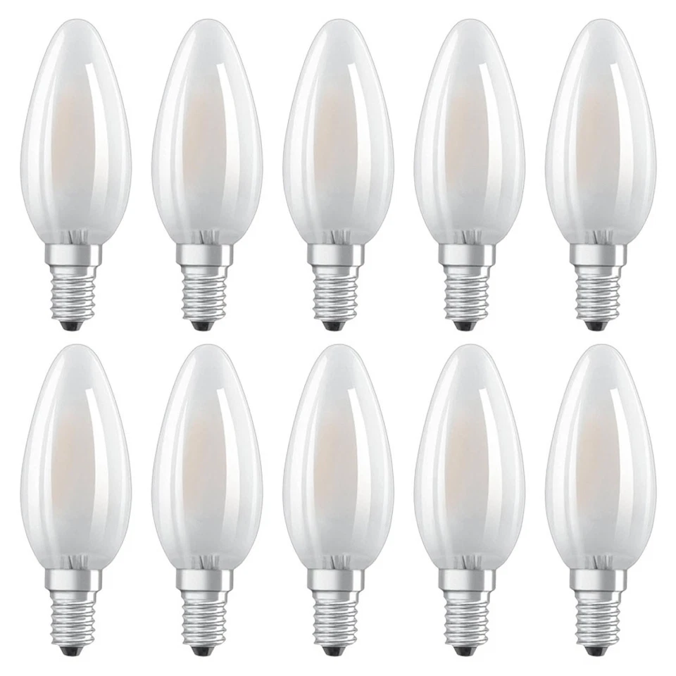 10 x Osram LED Filament Retrofit Classic Kerze 4W = 40W E14 matt 470lm warmweiß  - Bild 1 von 4