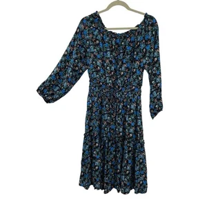 Club Monaco Jamia Silk Off-Shoulder Floral Dress size 8 Medium Knee Length Long - Picture 1 of 14