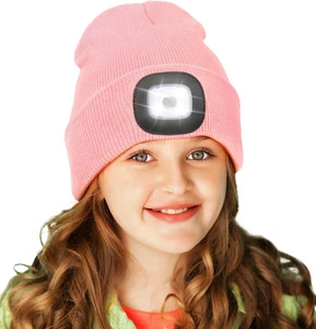 Yuntuo LED Beanie für Kinder, Unisex Wiederaufladbare Stirnlampe Mütze Winter Nachtlicht - Bild 1 von 12
