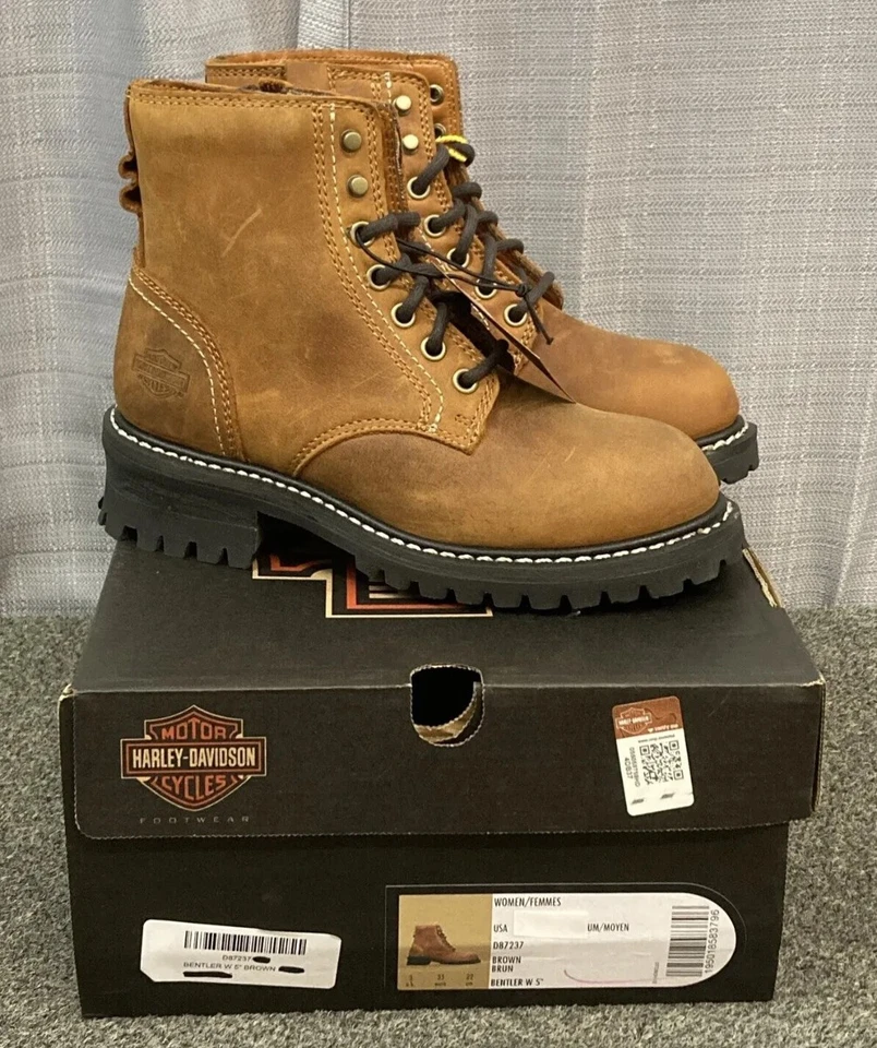 BOTAS MOTO HARLEY DAVIDSON D87237 TALLA 8.5 MUJER BENTLER 5" MARRÓN NUEVAS Foto 1 de 4