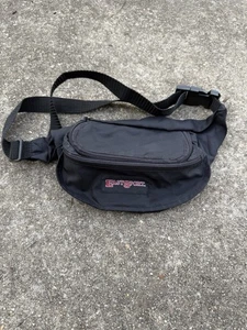 Vintage 90s EastSport Fanny Pack Waist Bag Belt 3 Zip Pockets Black Travel Hike - Picture 1 of 4