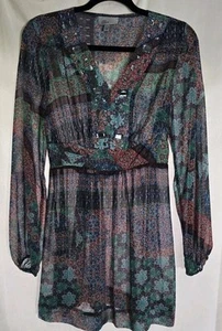Linea Domani Dress Women's Boho Sheer Size Small Jeweled - Picture 1 of 7