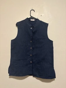 Gilet Fabindia blu vintage taglia 40 manca bottone - Foto 1 di 6