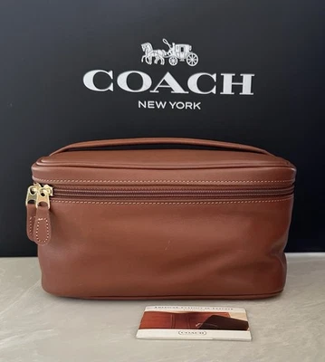 BOLSO COACH VINTAGE BRONCEADO GRANDE DOBLE CREMALLERA ALREDEDOR COSMÉTICO VIAJE DOBLE ASEO ESTUCHE Foto 1 de 4