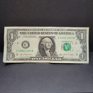 $1 Bill Fancy Number 1002-1002 CIRCULATED 10021002 4 Of A Kind Repeater Sum Of 6 - Picture 1 of 2
